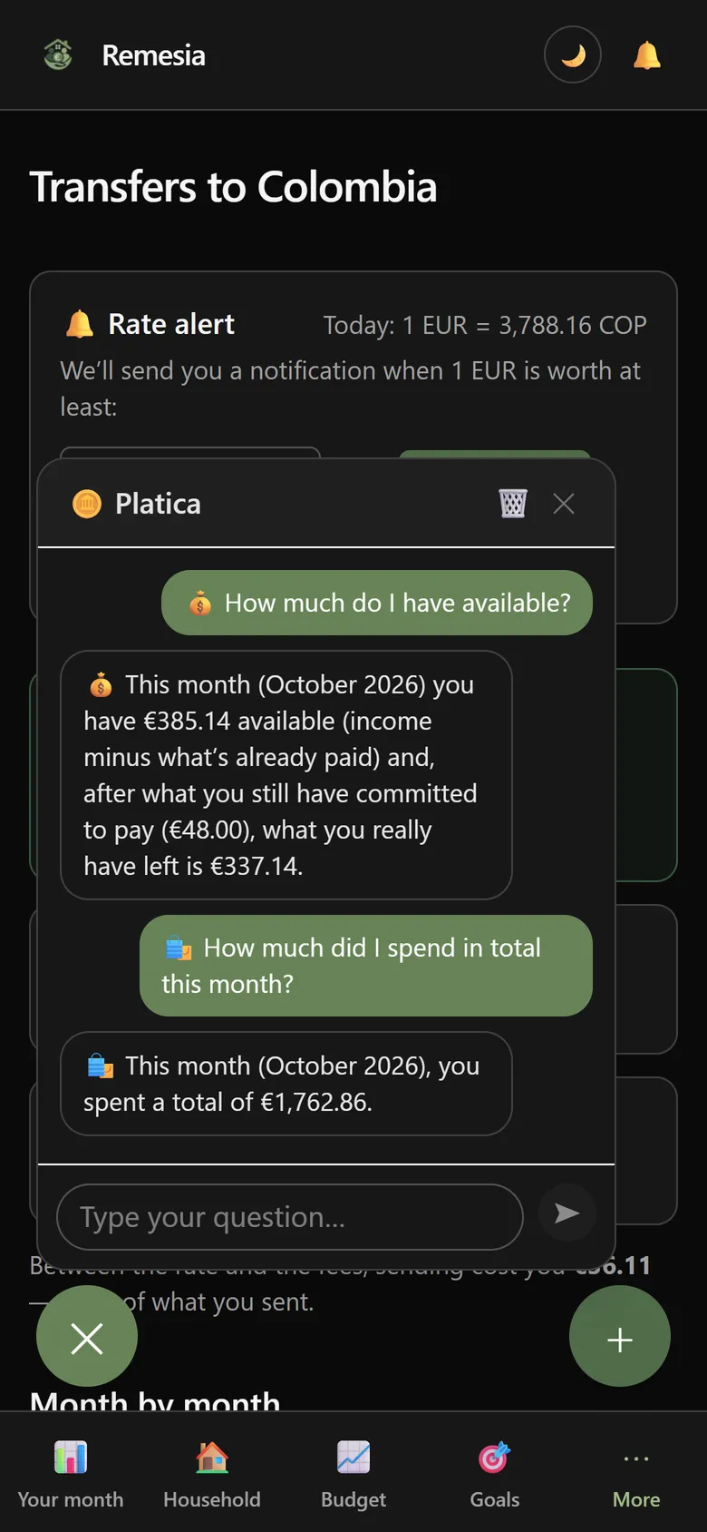 Platica answering how much money was left and how much was spent